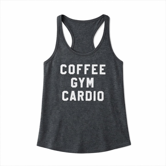 Body Rags Tops - Body Rags Racerback Tank Top | Coffee Gym Cardio | Glitter Graphic | Size Small